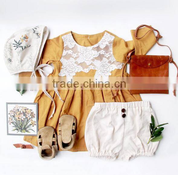 Beautiful Kids Model Dresses Ruffle Dress Children Long Sleeve Linen Design