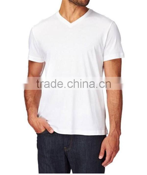 Slim fit soft-touch Jersey mens v-neck plain white cotton t shirt