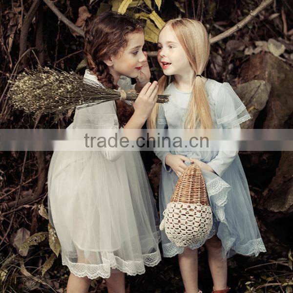 Baby Flower Girls Fall Lace Long Sleeve Chiffon Wedding Dress