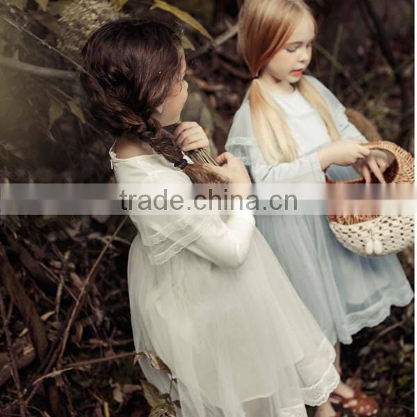 Baby Flower Girls Fall Lace Long Sleeve Chiffon Wedding Dress