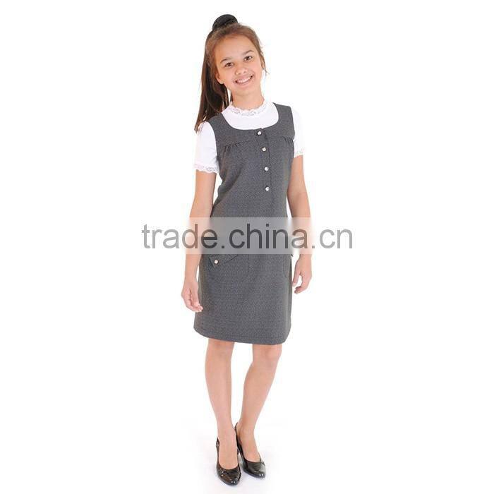 Waiter uniform long grey dress with button