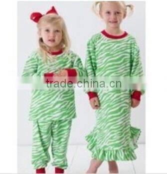 Xmas 2015 baby girl stripe cheap price girl stripe boutique pajamas fall cotton floral cotton damask green caters stripe outfit
