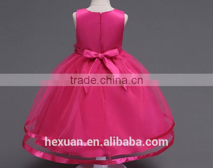 2017 New Arrival Kids Fancy Wedding Matt Satin Dress Baby Girl Evening Party Skirt