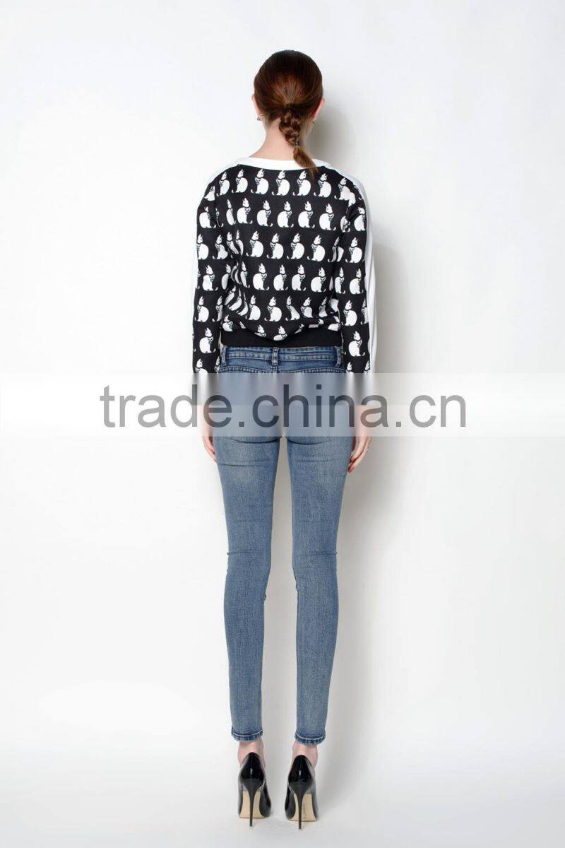 Latest autumn casual digital printed OEM women latest fashion blouse design