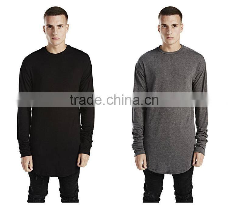 mens cotton viscose/rayon soft plain oversized curved hem long line dress t shirts