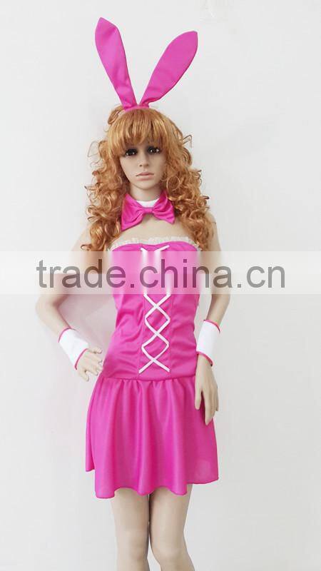factory sale 2014 new design pink color knit material bunny costume for party