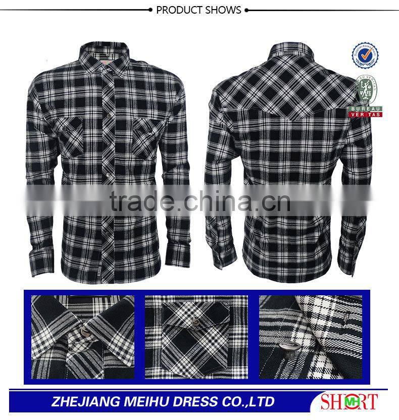100% cotton flannel check shirts for men