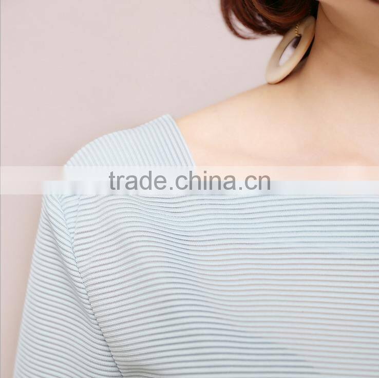 Women Basic Solid / plain striped long sleeven t shirt for resale