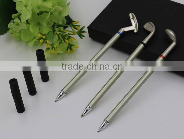 New promotional laser logo high quality golf simulation in box set metal ballpoint pen