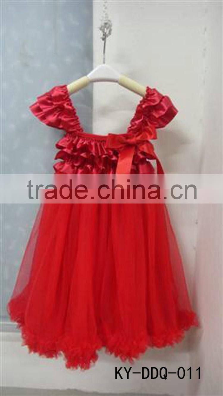 High quality wholesale Upscale girls princess dress,ruffle cute dress,veil baby girls highest dress MC6030201