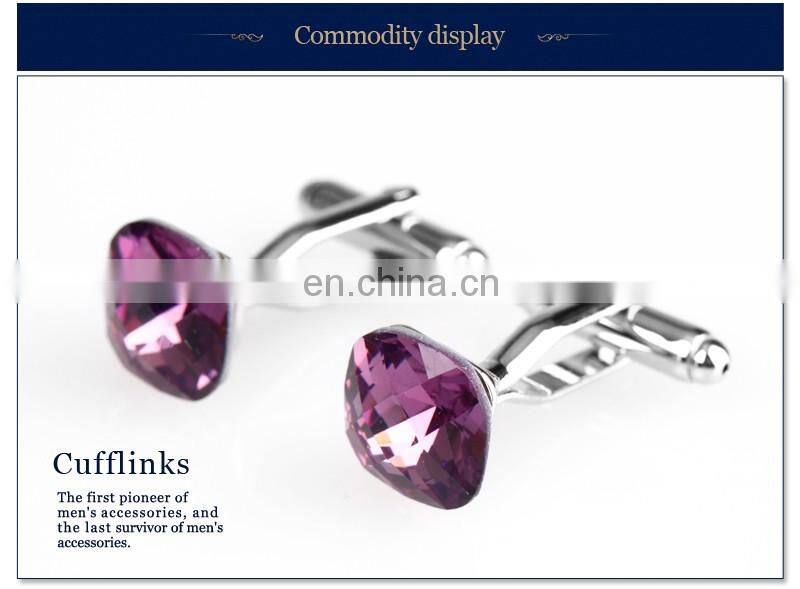Simple Deluxe Pink Rhinestone Jewelry Unisex Shirt Cufflinks Brand
