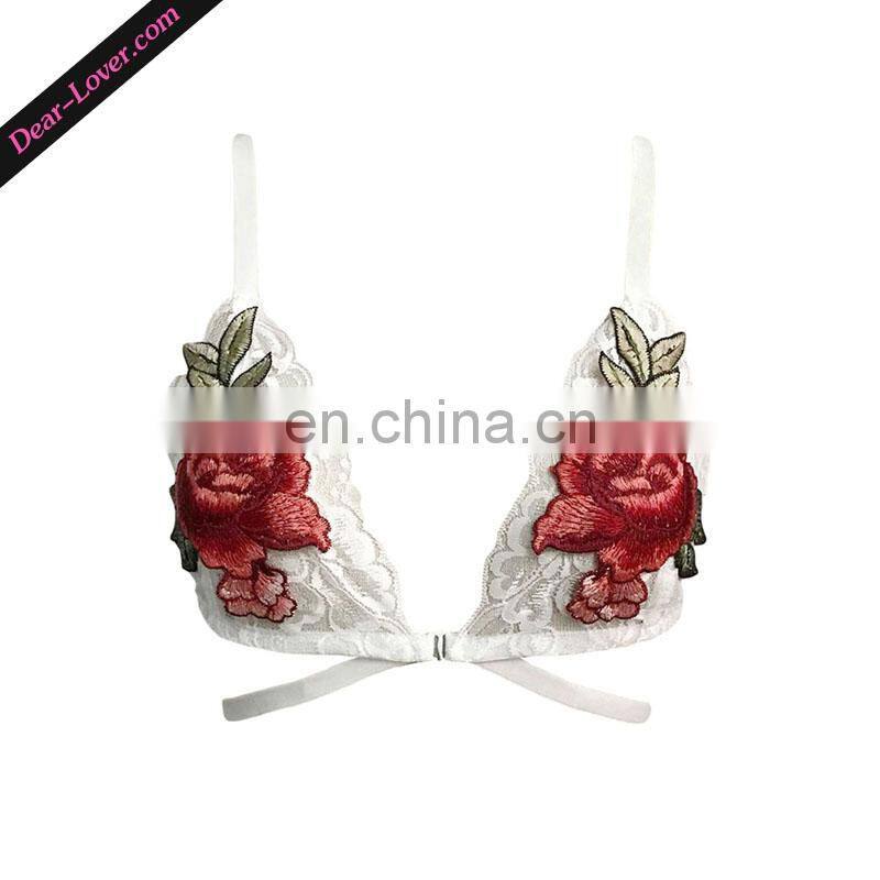 full lace thin cup floral embroidered women's bralettes