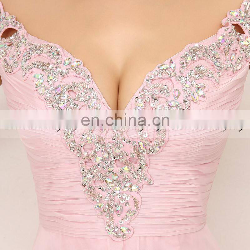 Elegant One Shoulder Unique Beading Chiffon Glittering Beads Long Evening Dress XU013
