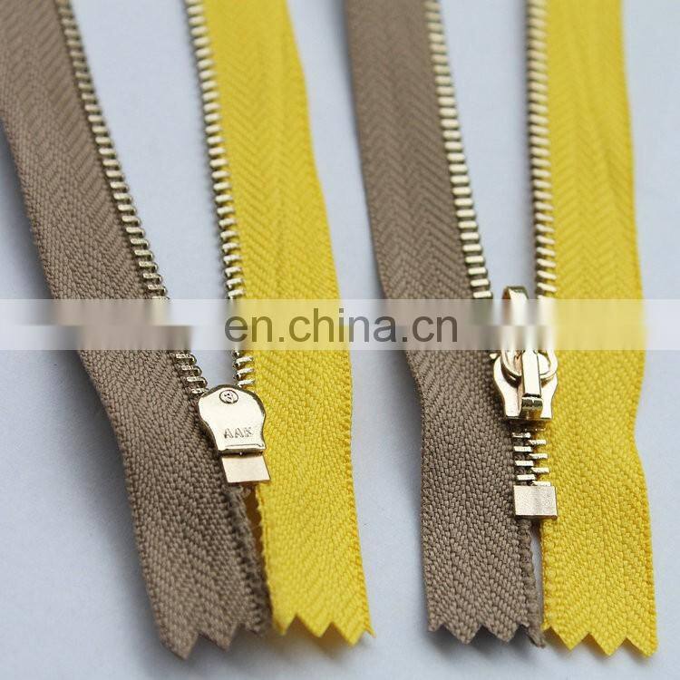 Color Blocking Golden Brass Two Sided Zipper
