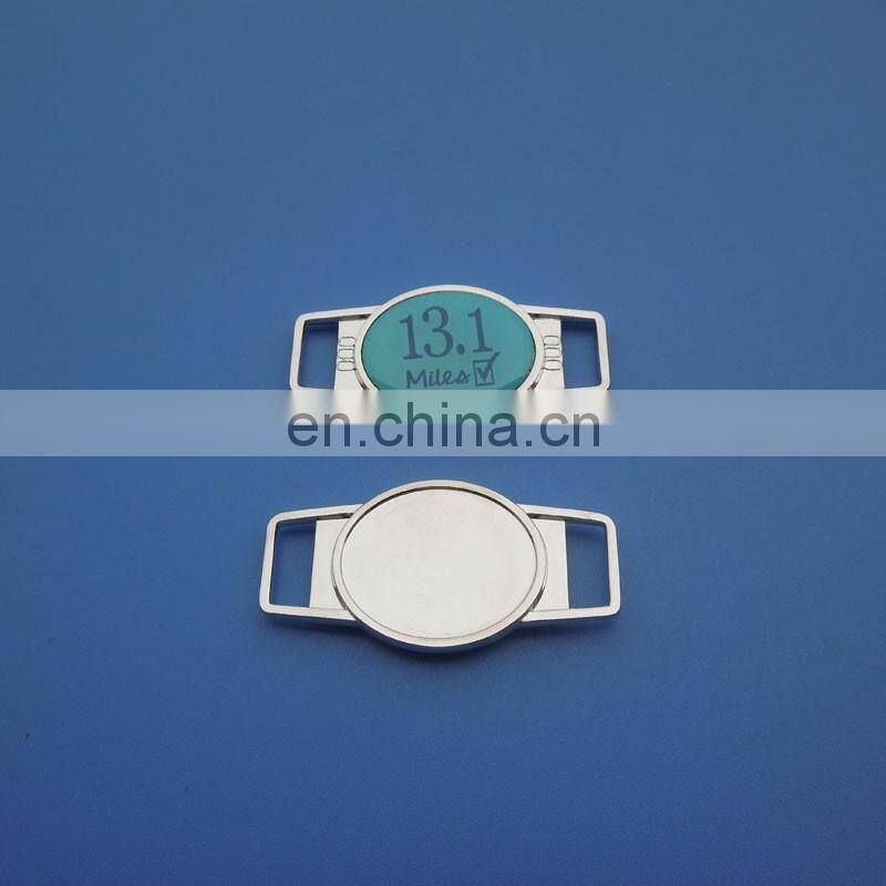 wholesale custom metal printing shoelace charm for sport shoes