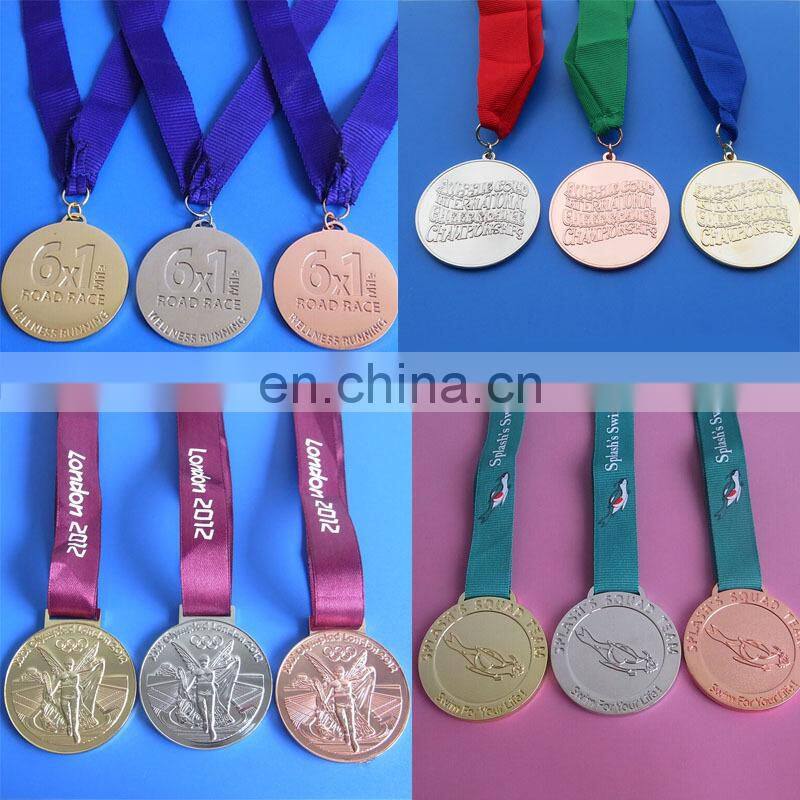 Custom silver round shape soft enameled logo medal for swimming match