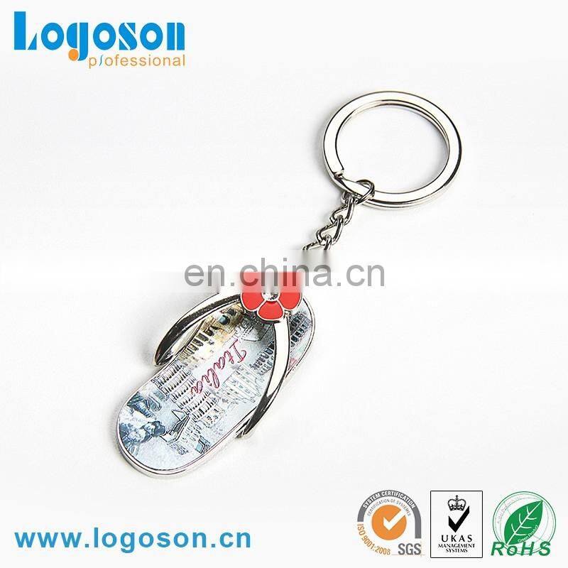 Shiny silver plating slipper shape metal key chain