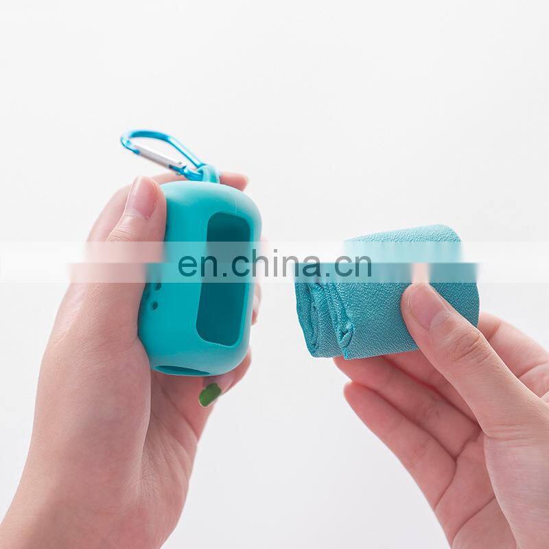 Sport Portable Towel With Silicone Box Outdoor activities yoga Gym Sport Towel Quick Dry