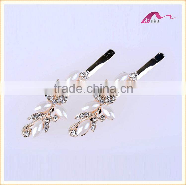 Multi Colors Elegant Charming Hair Grips Top Quality Metal Crystal Decoration Flower Ceramic Beads Hair Clips For Girls