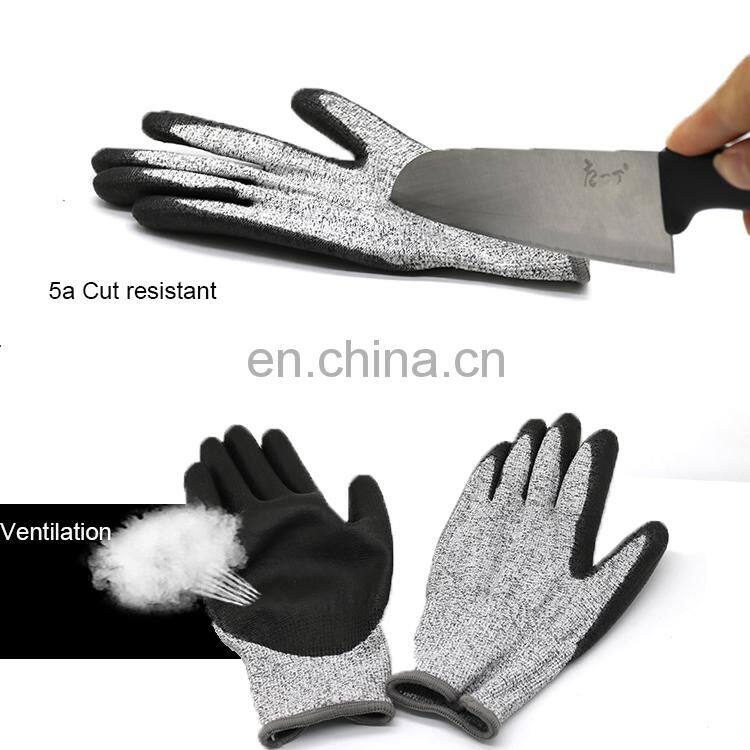CE Certificated PU Palm Fit Anti-Cut Gloves Polyurethane Coated Cut Resistant Gloves Protective Hands For Construction