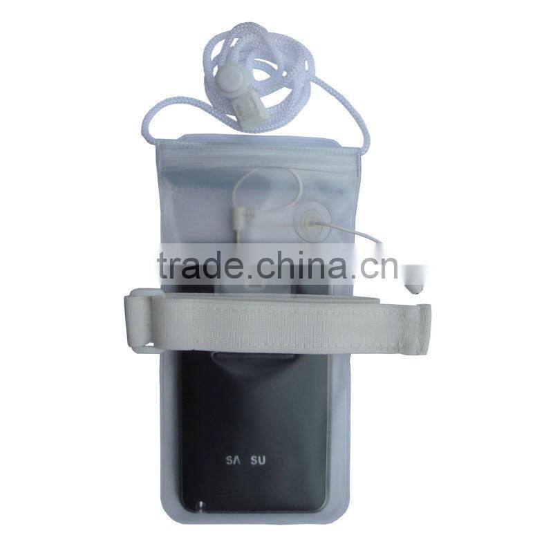 2012 Hot selling white waterproof bag for mobile phone with three waterproof zippers