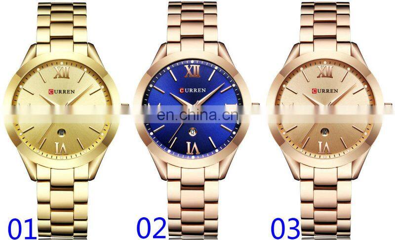CURREN 9007 Lady Quartz Wristwatch Fashion Rose Gold Women Bracelet Watches Relojes Hombre