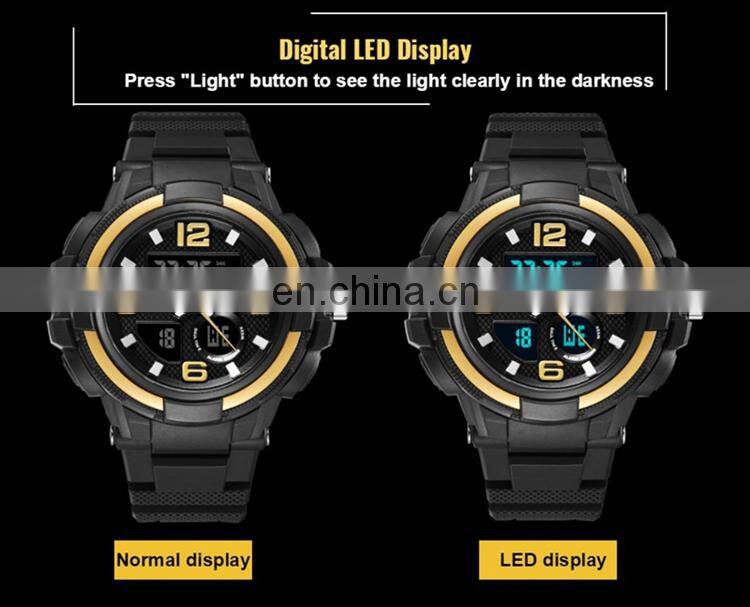 OHSEN AD1902 Men Analog Digital Watches Silicone Strap Chronograph Stopwatch Water resist Sport Watch