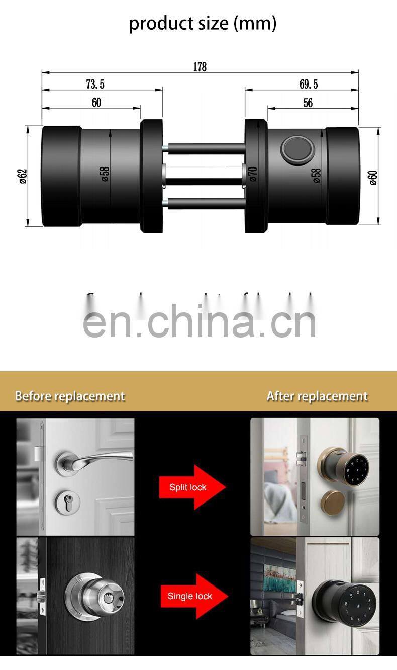 Front Door Keyless Entry Electronic Mortise Code Touchscreen App Unlock Cylinder Gate Door Lock For Office Rent House