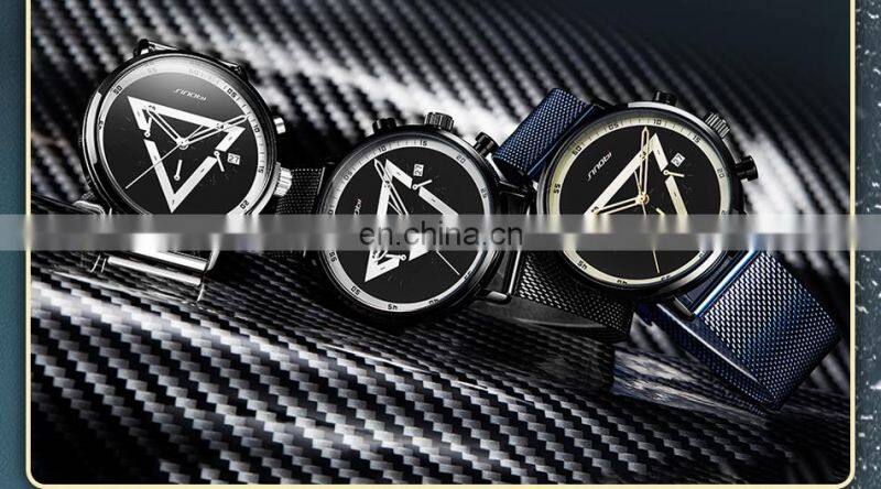 SINOBI Masculinity Multi-funtion Wristwatch Iron Triangle Dial Design Quartz Watch Wristwatches men watch luxury S9830G-D