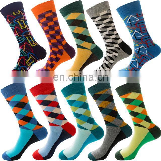 Wholesale Full Custom Cotton Men Colorful Funny Happy Funny Socks