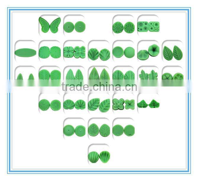 Nicole factory Q0014 handmade green leaf silicone rubber icing mold