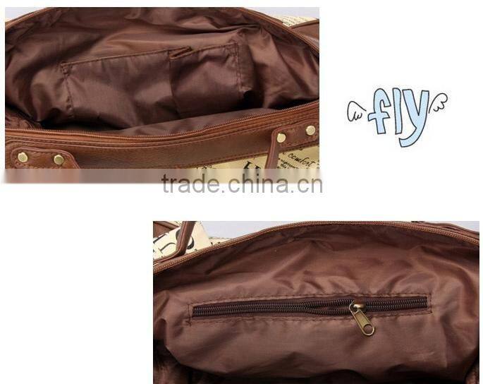 wholesale fashion pu leather handbags brown tote bag