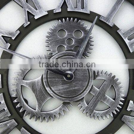 Handmade Oversized 3d Retro Rustic Decorative Luxury Art Big Gear Wooden Vintage Large Wall Clock on the Wall for Gift
