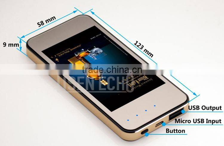 Fashionable ultra-thin mirror panel USB li-polymer battery bank power