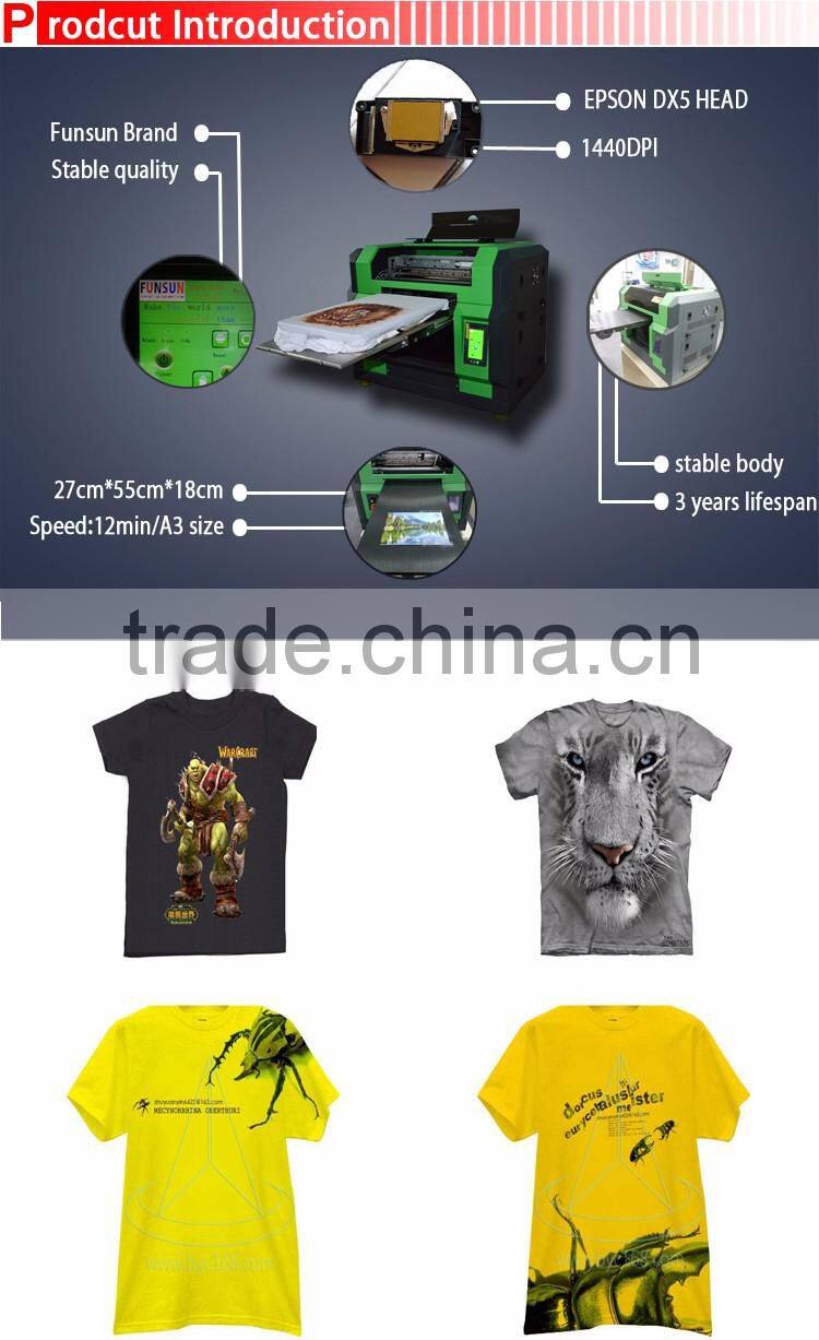 A3/A4 size flatbed hot sale digital garment printing machine for Tshirt printing good quality
