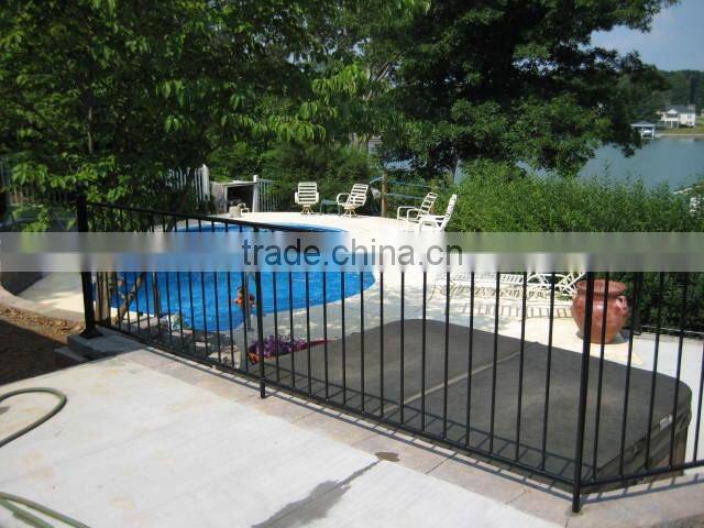 Powder coated flat top iron pool fencing