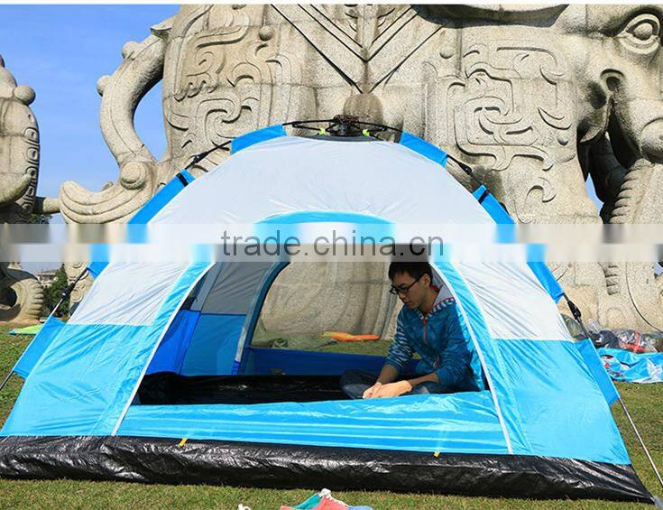 Outdoor camping tent polyester double layer tent for 3-4 persons