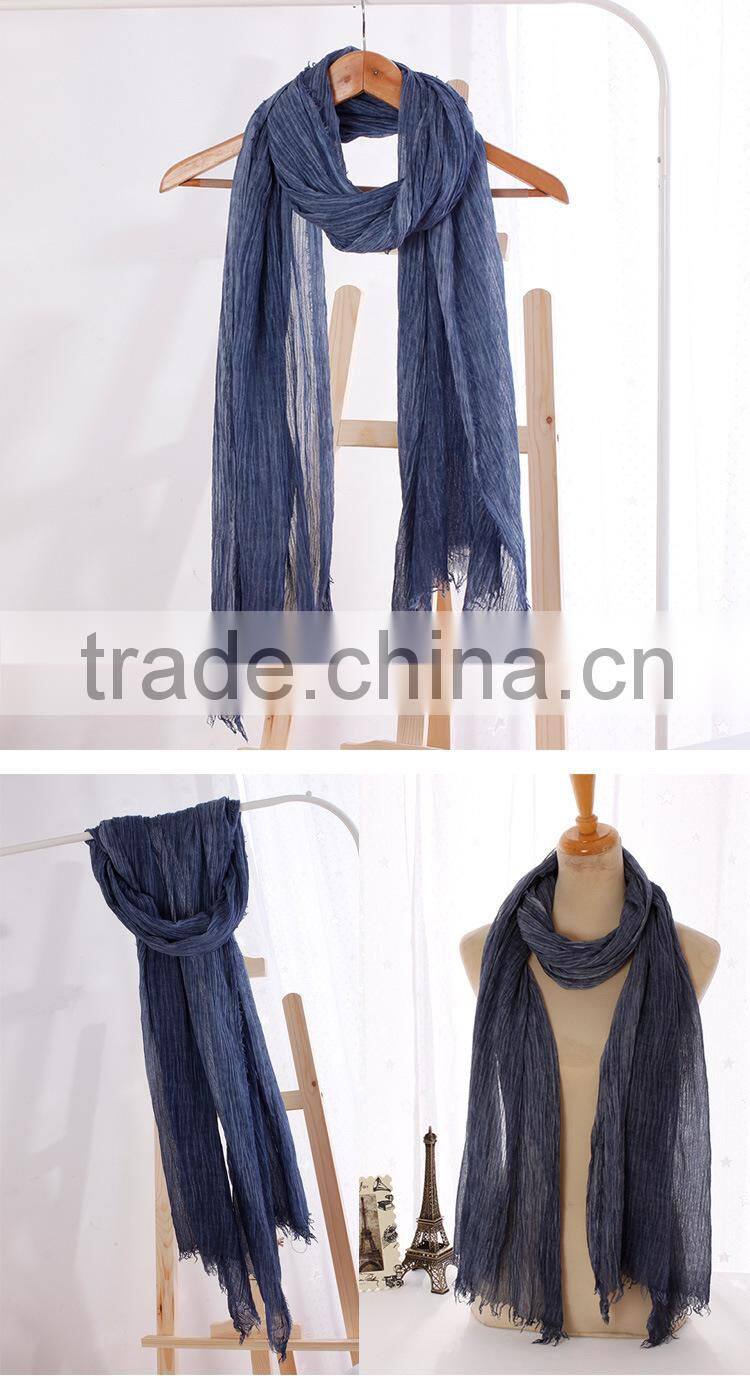 Wholesale Korean Japan Ladies Fashion Solid Color Plain 100% Linen Scarf