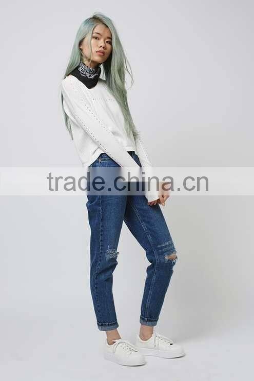 2016 Women Mixed Pointelle Crop HSS3026