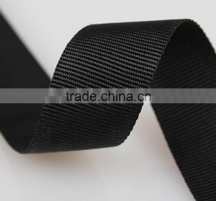 Black Nylon Webbing Strap for Fitness Equipment in Plain Weaving Surface