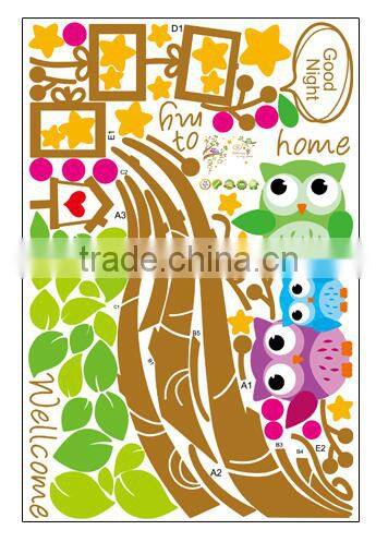 ALFOREVER the owl photoframe sticker,owl tree photoframe decals