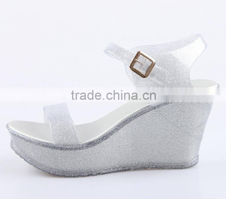 2016 best selling plastic ladies shoes fashion pvc jelly shoes straps wedge melissa shoes ss16