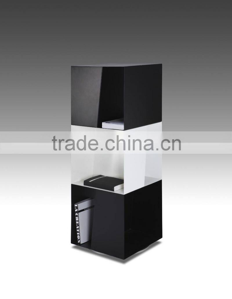 New design elegant bookshelf cheap corner shelf modern black and white wooden book case