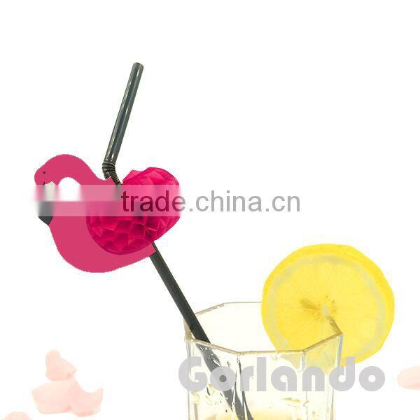 decorative plastic flamingo colored swizzle cocktail drink straws