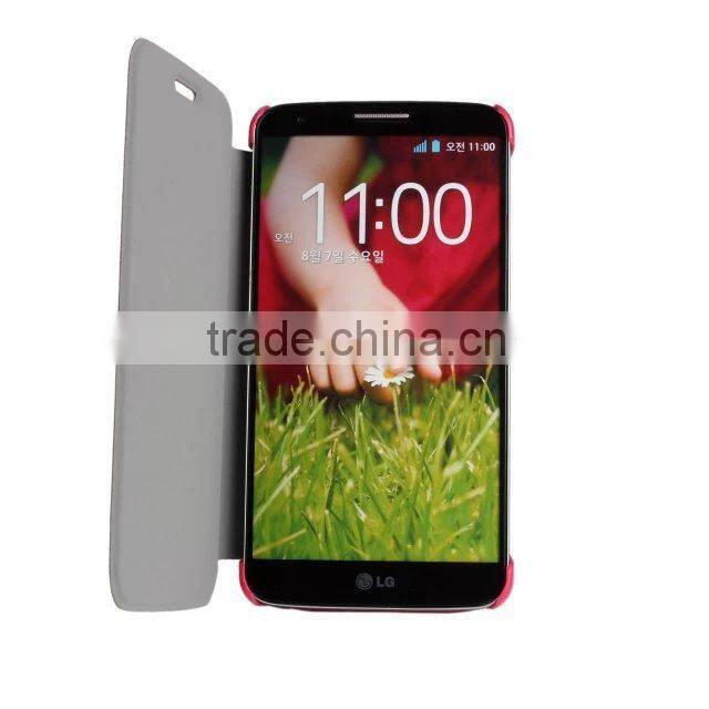 Low price Wallet flip Litchi pattern PU case cover for LG G2