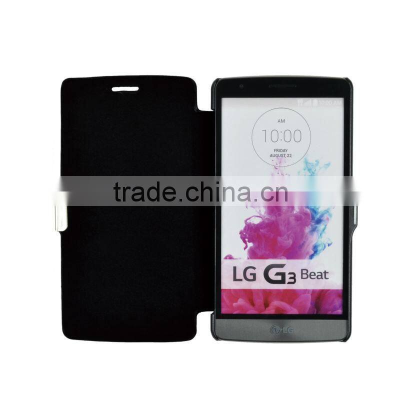 Book style PU Leather cover case for LG G3 beat