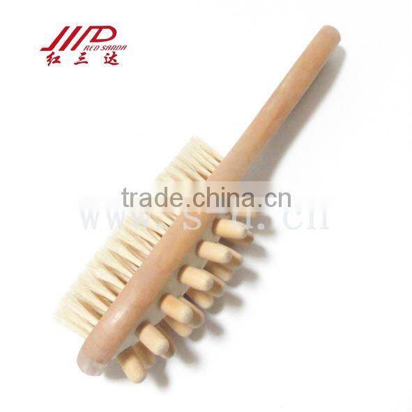 Wooden massage bath brush with