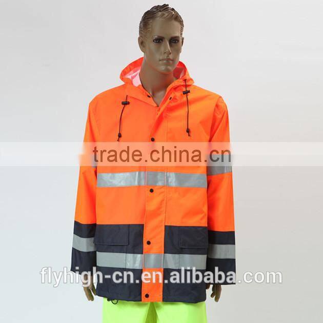 Traffic Waterproof Hooded Refective Safety Hi VIS Jacket