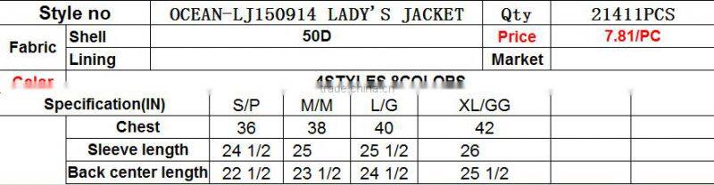 Shell 50 d four style eight kinds of color cloth in lady jacket