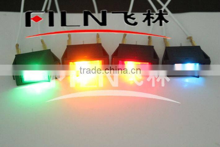 Button Red ON OFF Blue Waterproof Rocker Switch With Lamp